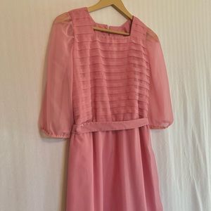 Vintage 80s Mauve/ Pink Chiffon Gown/ Prom Dress